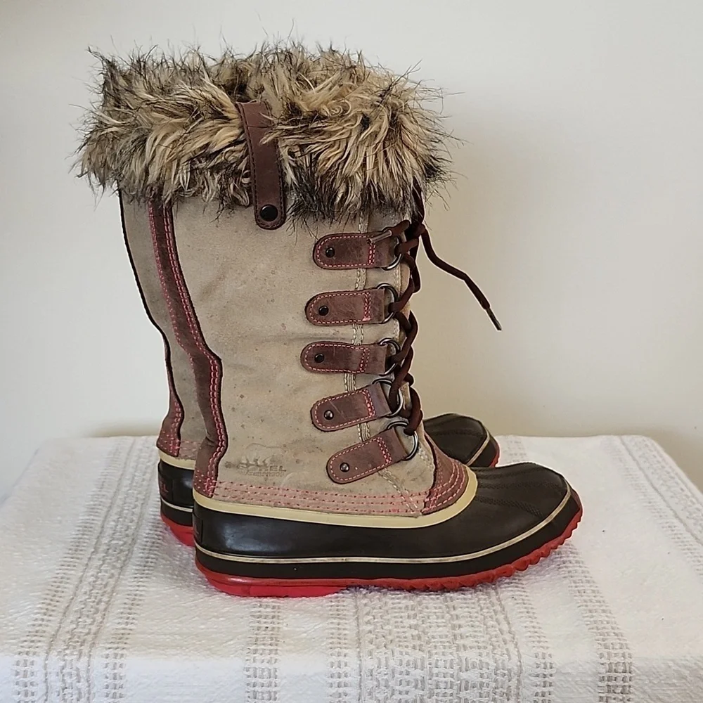 SOREL waterproof faux fur lined boots genuine leather rubber winter boots sz 7